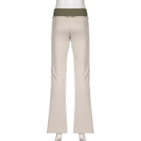 Pantaloni svasati a vita alta da donna Pantaloni lunghi patchwork Donna Streetwear Casual Slim 3