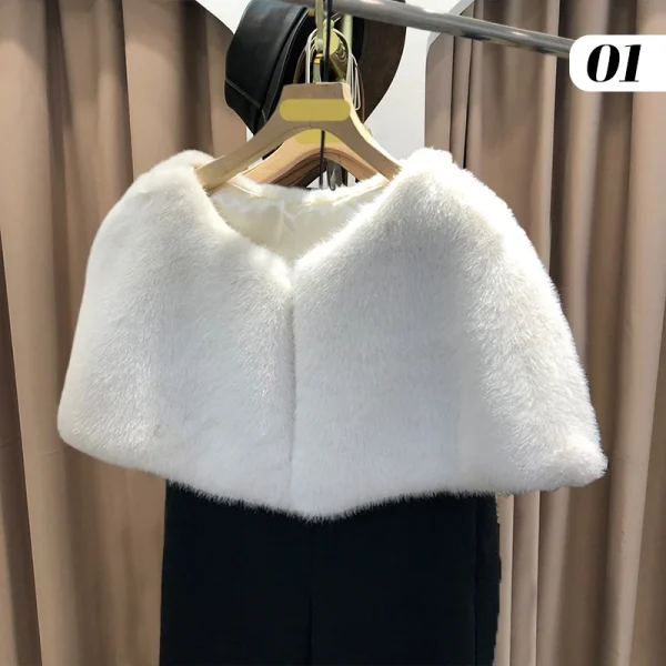 110 centimetri Nuovo Scialle Da Sposa Da Sposa Avvolge Mantello Donne Eleganti Scialle di Pelliccia Sintetica Formale Del Partito Abito Da Sera Inverno Caldo Cappotto di Peluche Mantello 3