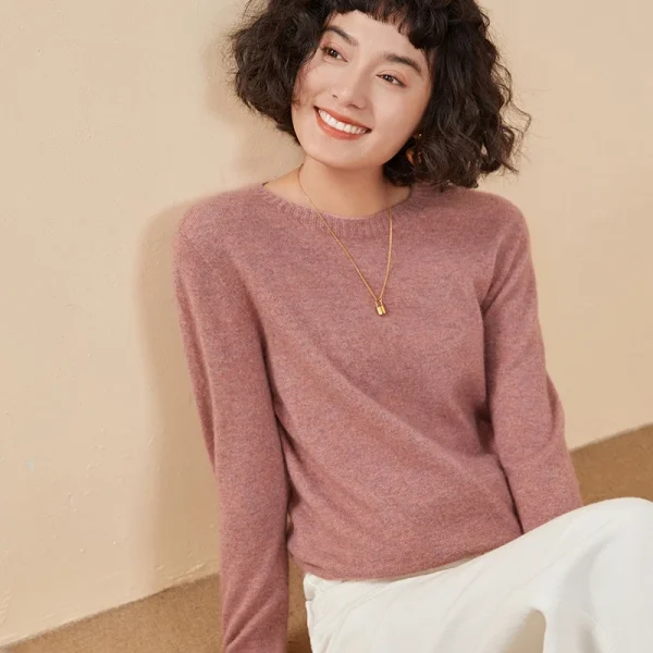 Pullover da donna autunno/inverno 100% puro maglione di cashmere maglione lavorato a maglia casual girocollo top larghi camicetta versatile di base 5