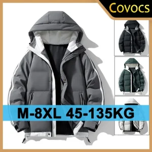 Autunno Inverno Plus Size Parka da uomo M-8XL Giacca in cotone con cappuccio Piumino spesso Casual Sport all'aria aperta Capispalla Giacca Abbigliamento 1