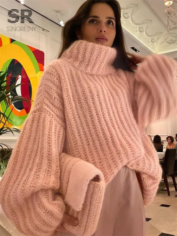 Singliny dolcevita Pullover lavorato a maglia donna capispalla invernale sciolto solido elegante manica lunga moda donna Casual maglione caldo top 3