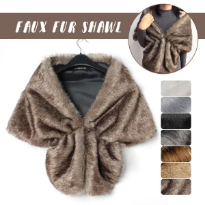 Scialle da sposa da donna Mantello da sposa Caldo peluche Elegante pelliccia sintetica invernale Scialle lungo Stola Coprispalle Sciarpa per decorazioni per feste serali 1