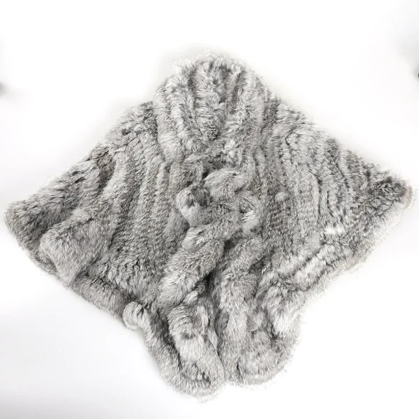 BOONJOVIA Donna Inverno Naturale Vera Pelliccia lavorata a maglia Mantello di Coniglio Inverno Caldo Scialle Pashmina Sera di Nozze Poncho Designer Stola 3