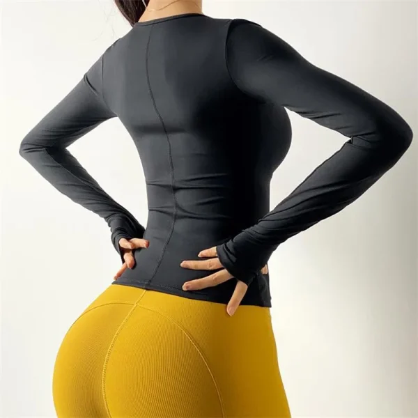 Cloud Hide SEXY Giacca sportiva con cerniera per donna Camicia da yoga nera a maniche lunghe Cappotto fitness da palestra Corsa Top da allenamento autunno inverno 2