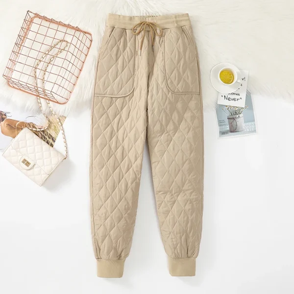 Pantaloni da jogging invernali in cotone ultraleggero 4XL Pantaloni da jogging larghi caldi casual da donna Pantaloni capris a vita alta spessi 5