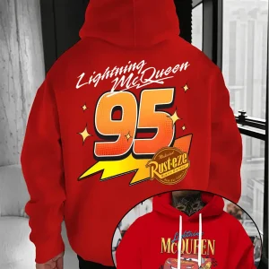 Felpa con cappuccio da uomo Disney Cars Lightning McQueen Autunno Inverno Casual Pullover unisex Felpa Tuta Abbigliamento Felpa con cappuccio oversize 1