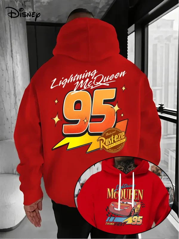 Felpa con cappuccio da uomo Disney Cars Lightning McQueen Autunno Inverno Casual Pullover unisex Felpa Tuta Abbigliamento Felpa con cappuccio oversize 1