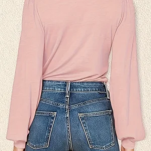 Commercio estero transfrontaliero tra europa e America, camicie da donna nuove primaverili ed estive, top casual a maniche lunghe con scollo a v, ho 1