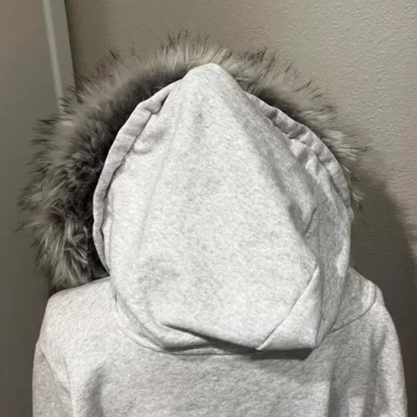 Felpa con cappuccio con cerniera con stampa di lettere americane per donna Street Hip-hop Abbigliamento casual Felpa con cappuccio con giunture in pelliccia retrò Y2K 2025 Nuovo 3