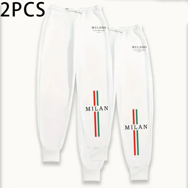 Pantaloni da jogging da donna 2 pezzi Italia Milano stampa pantaloni sportivi casual autunno inverno casa comfort all'aperto pantaloni moda confezione da 2 5