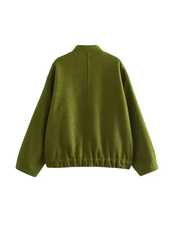 Moda donna con tasche giacca bomber oversize cappotto vintage manica lunga bottone a pressione capispalla femminile top chic 6