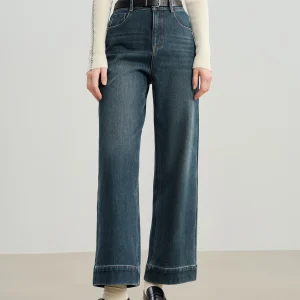 ZIQIAO 2025 Jeans in denim foderati in pile blu vintage di nuovo arrivo invernale per jeans da donna alla caviglia con gamba dritta dimagrante Petite 1