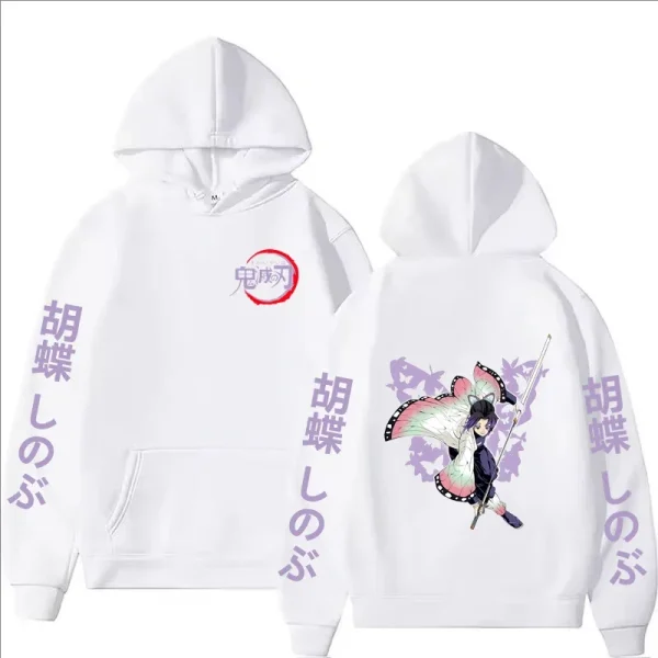 Women Clothing Kamado Nezuko Kochou Shinobu Hoodie Autumn Winter Casual Fashion Harajuku Long Sleeve Fleece Pullover Sweatshirts 2