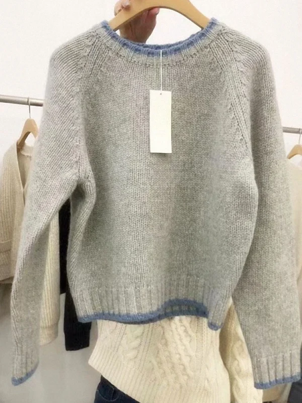 Maglione di cashmere spesso pullover da donna cappotto con fondo in maglia allentata autunno e inverno maglione corto abbinato a colori marea 5