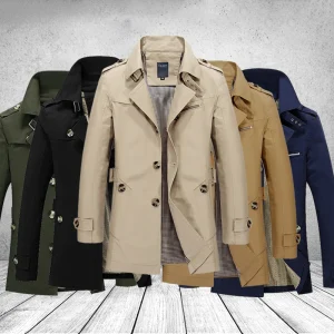 Trench da uomo alla moda Trench da lavoro casual di marca Cappotto da uomo per il tempo libero Giacca a vento monopetto maschile Taglie forti 1
