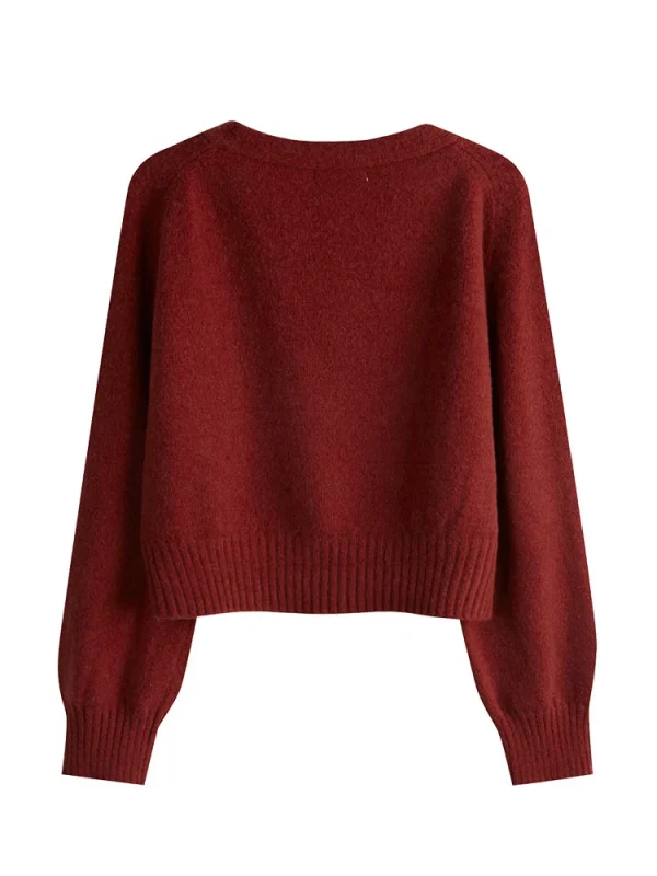 2025 Autunno Inverno Bottone obliquo Cardigan Maglione con scollo a V Donna Top a maniche lunghe lavorato a maglia Maglione donna coreano allentato in cashmere solido 6