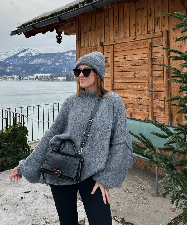 New Fall/winter Women's Sweater Solid Color Semi-turtleneck Casual Commuter Style Knit Pullover Loose Sweater Simple All-match 4