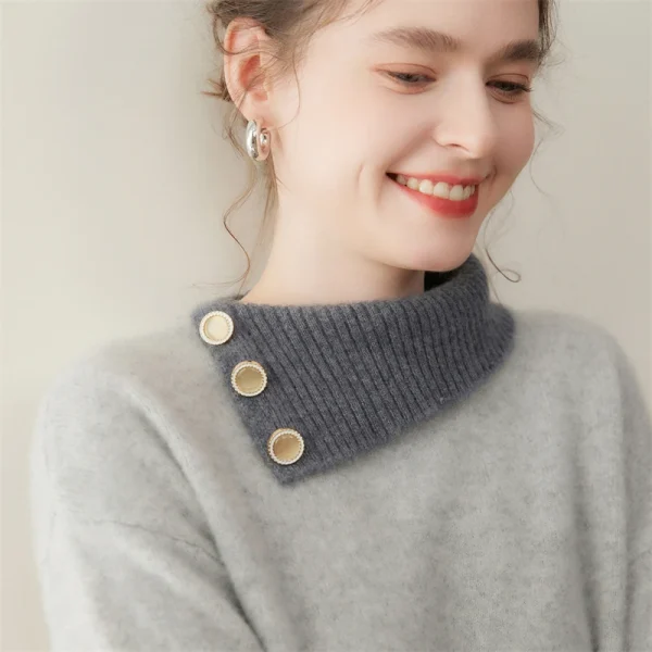 Maglione di cashmere 100% colletto rovesciato irregolare pullover con bottoni laterali donna blocco colore addensare maglieria allentata autunno inverno 2