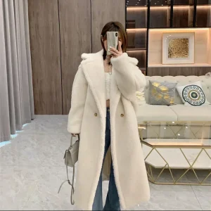 Max Teddy Coat 62% Alpaca 26% Lana 12% Cappotto di seta Cappotto invernale da donna addensato 1