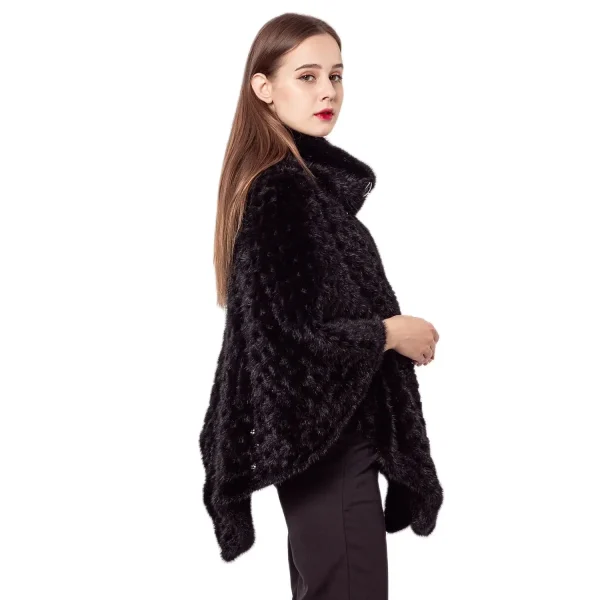 Scialle in pelliccia di visone lavorato a maglia per la cena, nuovo Design francese, sciarpe Poncho per le donne, B210723 5