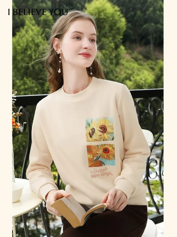 I BELIEVE YOU Color albicocca o-collo felpa con cappuccio da donna vestiti autunnali 2024 donne Graphic New Basics pullover Casual Top 2244195845 1