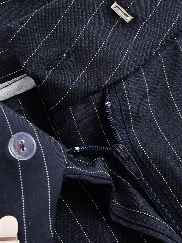 Pantaloni da donna Novità per l'estate 2025 Pantaloni a gamba larga pieghettati a righe blu navy Personalità della moda casual Versatile 5