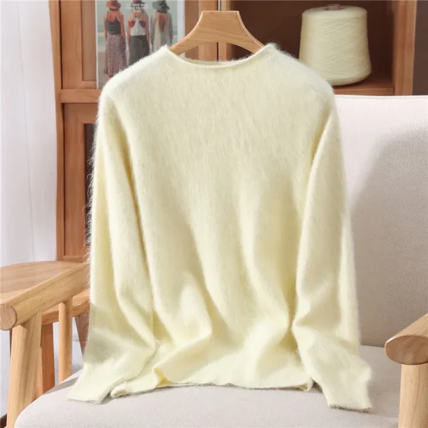 Autunno Inverno Visone Cashmere Donna Maglione O-Collo Pullover Moda Basic Casual SolidClothing 100% Visone Cashmere Maglieria Top 6