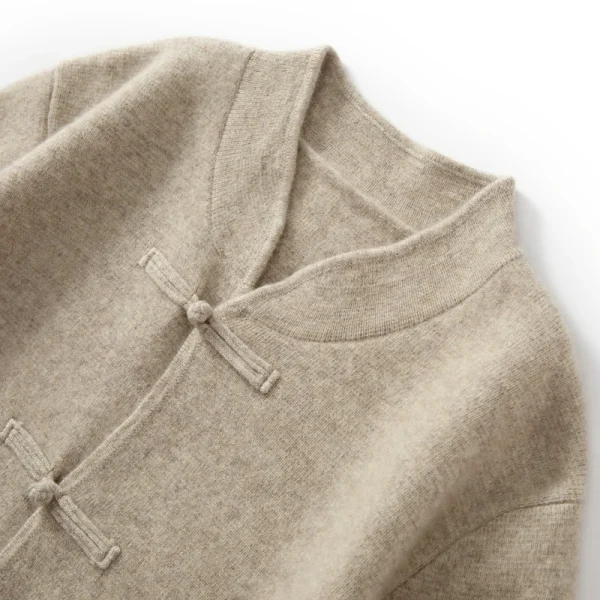 Autunno e inverno nuovo 100% lana merino cardigan da uomo retro Tang suit casual cashmere maglione lavorato a maglia giacca imbottita 3