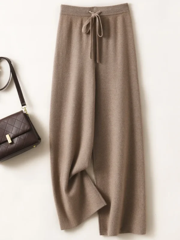 Pantaloni da donna autunno inverno Pantaloni basic morbidi casual con fascia 100% lana merino Maglieria Pantaloni popolari coreani 4