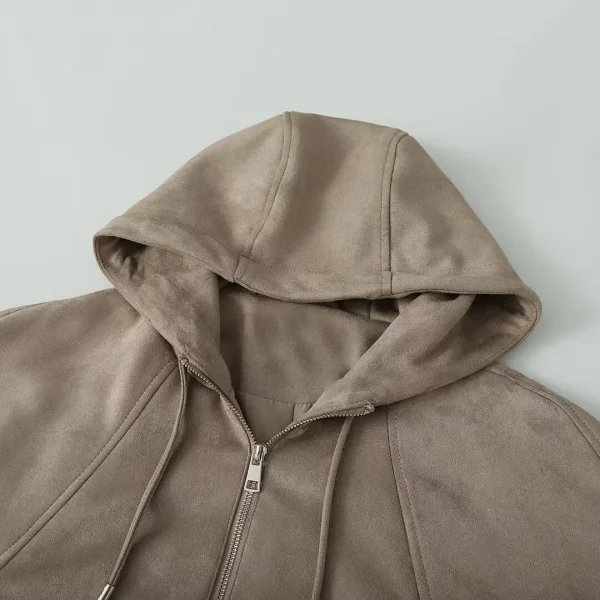 ETJ 2025 inverno nuova moda donna pelle scamosciata effetto texture bomber con cappuccio giacca casual versione ampia 4