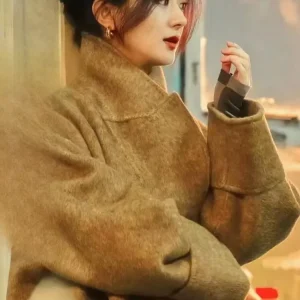 Office Lady Giacche di lana 2024 Autunno e inverno Colletto doppio petto Tasche grandi Cappotti di lana lunghi larghi da donna 1