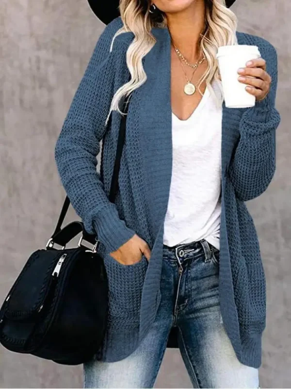 Cardigan alla moda autunno e inverno maglione lavorato a maglia da donna nuovo abbigliamento casual allentato anteriore curvo da donna 5