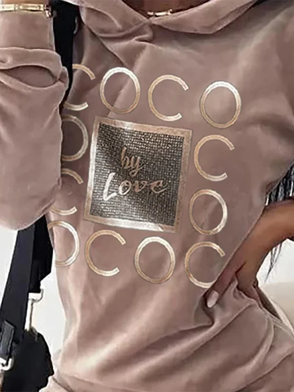 Abiti lunghi maglione da donna AMORE Stampa Felpe larghe con collo alto con cappuccio Pullover a maniche lunghe Autunno Inverno Y2K Street Style Top 3