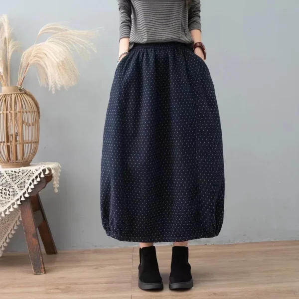 Careaymade nuovo autunno inverno stampa gonna di cotone donna elastico in vita spessa calda gonne lunghe gonne Vintage allentate femminili 2