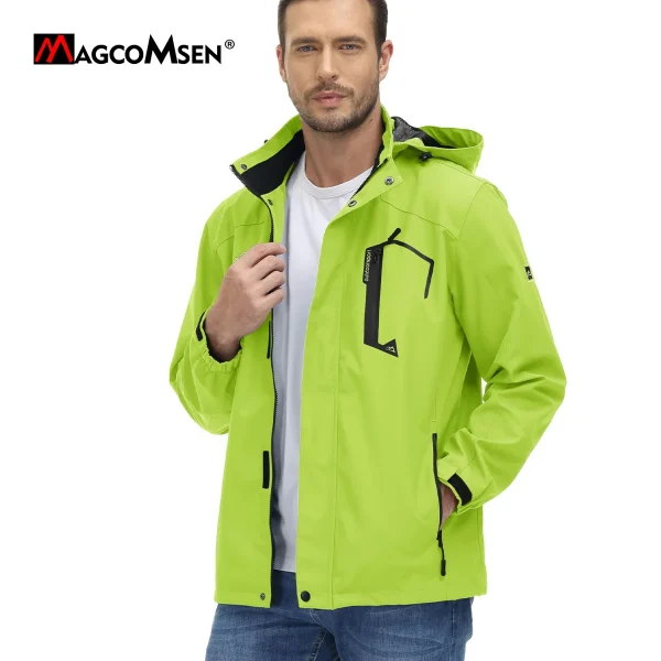 MAGCOMSEN Giacche leggere Giacche antipioggia foderate in rete da uomo Giacche da trekking impermeabili con cappuccio Cappotti giacca a vento primavera/autunno Uomo 2