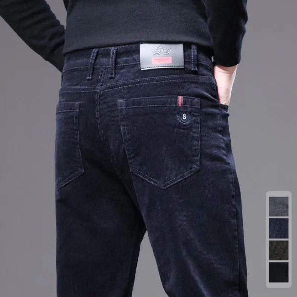 Abbigliamento di marca Autunno Inverno Tessuto di velluto a coste Pantaloni casual da uomo Spessi piccoli dritti Slim Cargo Work Pantaloni verdi grigi da uomo 1