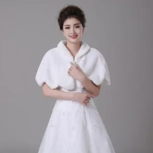 Scialle da sposa Eleganza Abito da sposa in pelliccia sintetica bianco/avorio Bolero Giacca invernale calda con coprispalle 1