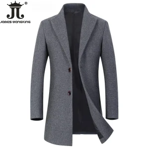Autunno e inverno Boutique Lana Moda Tinta unita da uomo Casual Business Cappotto di lana Giacca Trench da uomo caldo Taglia Eur 1