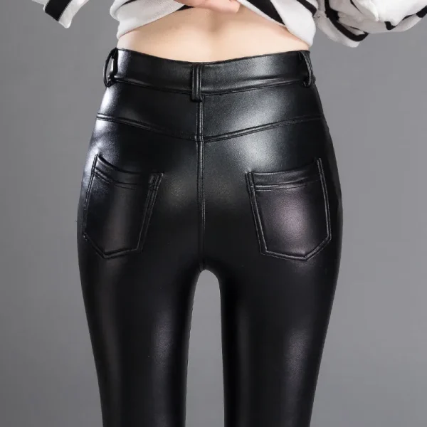Pantaloni skinny in pelle elasticizzata per donna Pantaloni casual in velluto invernale in pile Leggings a matita femminili caldi e spessi Vita alta autunnale 2