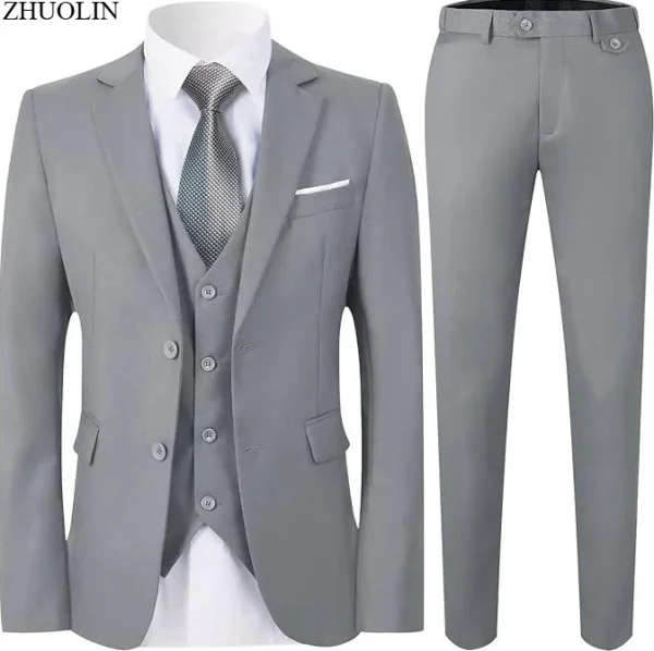 Abito elegante per uomo Matrimonio 3 pezzi 2 set Giacche Gilet Pantaloni Blazer Cappotti slim fit moda completa 2025 Costume classico formale 1