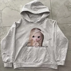 Felpa con cappuccio da donna gotica Y2K Abbigliamento Hip Hop Doll Pattern Felpa con cappuccio grigia oversize Giacca pullover casual alla moda 1