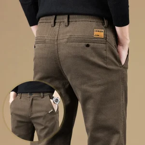 Abbigliamento di marca Autunno Inverno Tessuto di cotone Pantaloni casual Uomo Grigio Nero Corea Lavoro Classico Slim Fit Pantaloni cargo Uomo 28-38 1