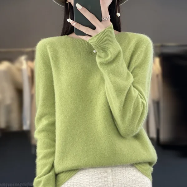Nuovo maglione di cashmere maglione da donna in autunno e inverno 100% lana merino moda O-collo autunno caldo pullover top 2