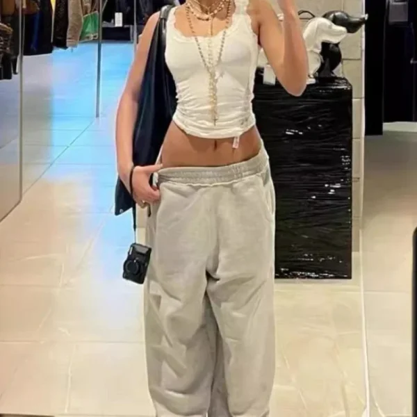 Deeptown Baggy Donna Pantaloni sportivi grigi Oversize Moda coreana Jogger Pantaloni basic Uomo Hip Hop Streetwear Casual Pantaloni Harajuku 2