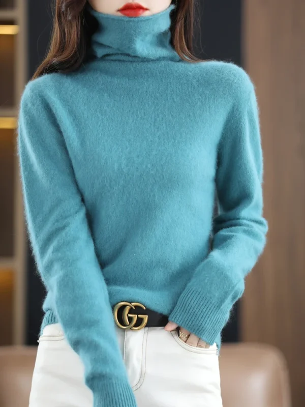 Autunno Inverno Donna 100% visone maglione di cashmere colletto in pile pullover casual Qulity morbido caldo maglioni tinta unita maglieria top 5