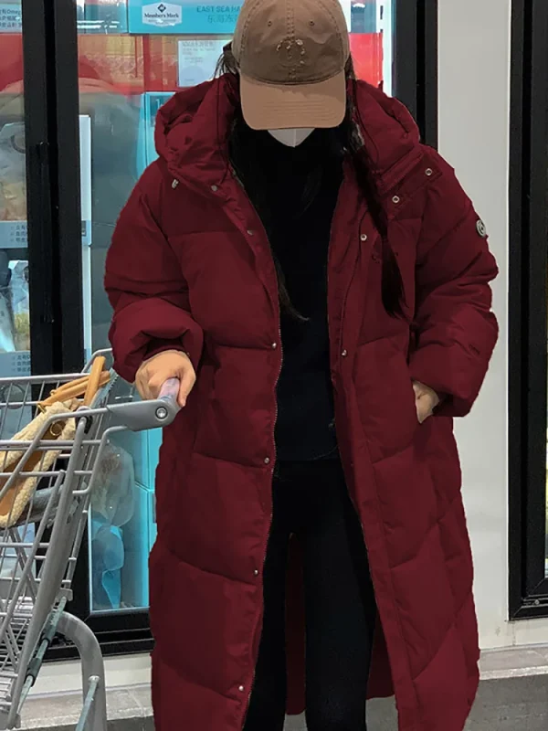 Vielleicht nuovo dritto solido lungo cappotto invernale donna parka vestiti Casual con cappuccio elegante piumino invernale capispalla femminile 4