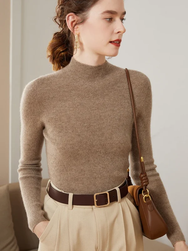 Autunno Inverno Donna Maglione senza cuciture Pullover in cashmere Basic Slim Manica lunga Collo a lupetto 100% Maglieria in cashmere Warm Grace Tops 2