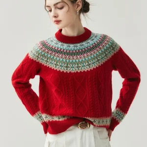 Maglione da donna Maglia vintage 100% maglione di cashmere Pullover Collo a lupetto Autunno Inverno Abiti di Capodanno Top festivo caldo di fascia alta 1