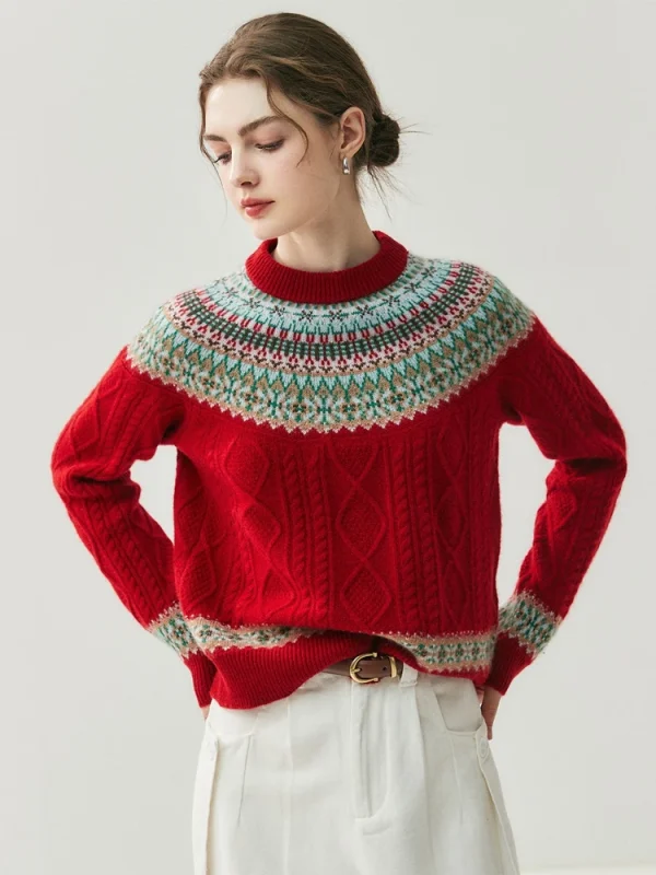Maglione da donna Maglia vintage 100% maglione di cashmere Pullover Collo a lupetto Autunno Inverno Abiti di Capodanno Top festivo caldo di fascia alta 1