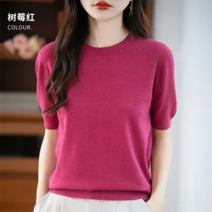 Autunno/inverno donna O-Collo basic caldo pullover casual moda manica corta 100% lana maglione lavorato a maglia 22 colori. 1